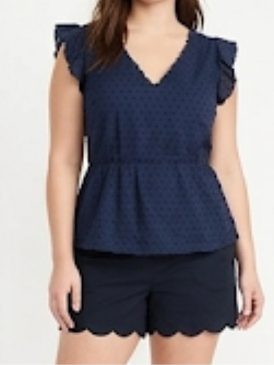 H&M Tops - J. Crew Navy Blue Swiss dot blouse back zip flutter cap sleeve size 2 (3x $15)